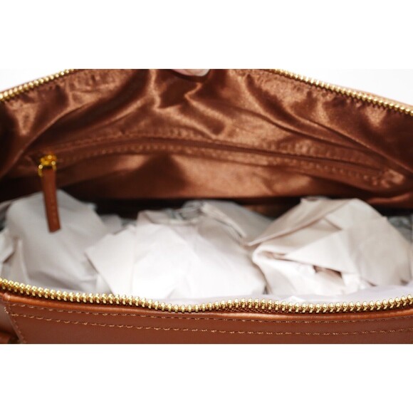 JOY & IMAN Couture Brown Leather Satchel & Clutch with Velvet Detail - Picture 8 of 10